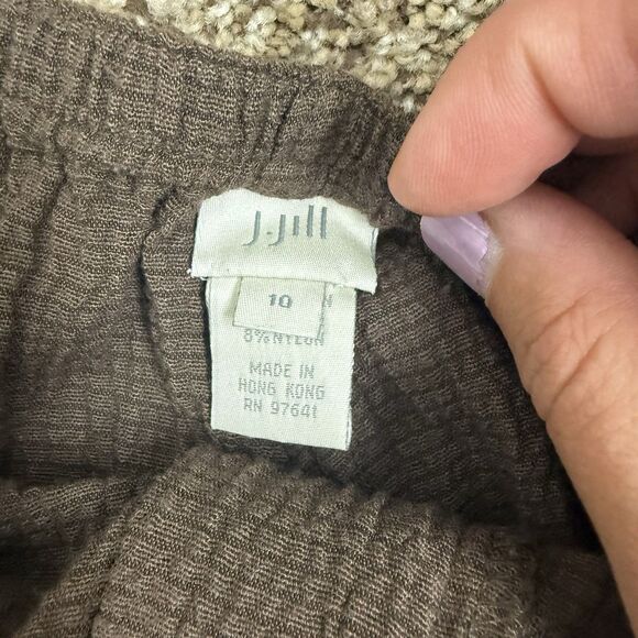 J. Jill Linen /Rayon 2 Pce Set Jacket & Pants in M 10 Brown Seersucker Lagenlook - Picture 12 of 16